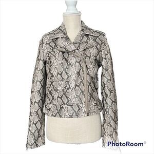 Blank NYC Snake Print Jacket - Gray and Cream